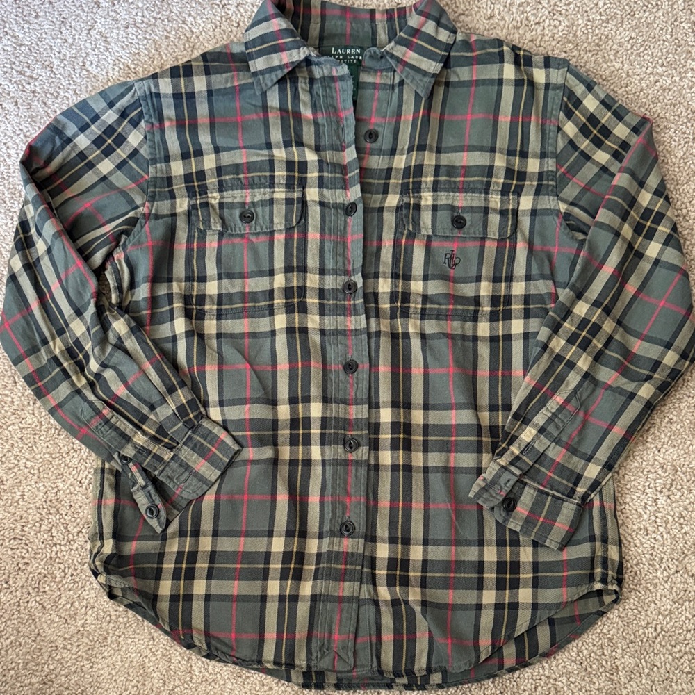 Lauren Ralph Lauren Green and Red Plaid Shirt
